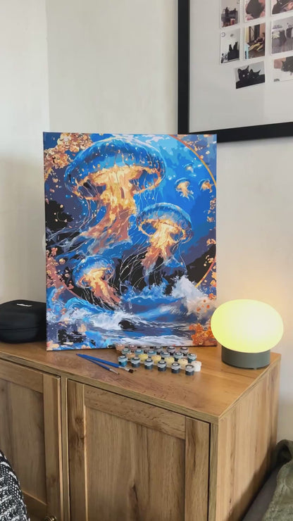 Maľovanie podľa čísel na ráme 40*50 cm Medúzy s metalickými farbami LW 2173-01