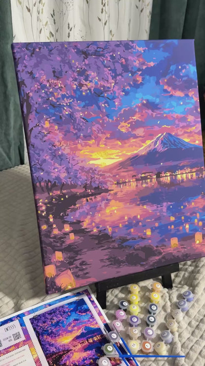Maľovanie podľa čísel na ráme 40*50 cm Krajinka s metalickými farbami LW 3555