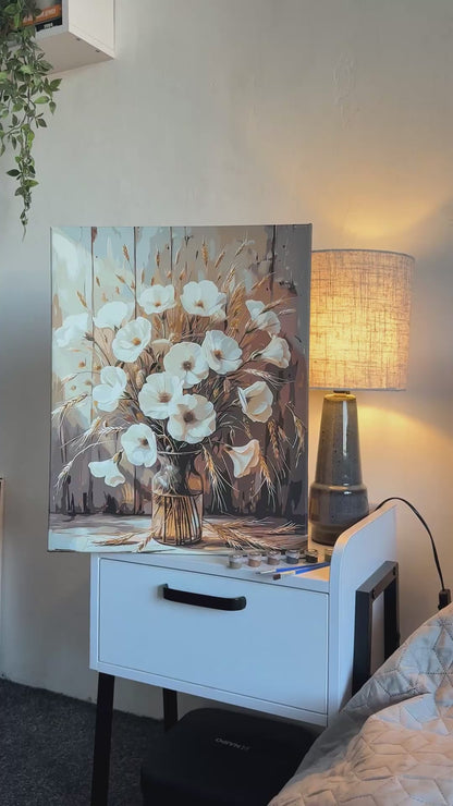 Maľovanie podľa čísel na ráme 40*50 cm Kvety. Kytica makov s metalickými farbami LW 30491