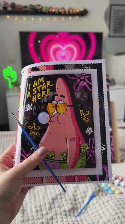 Maľovanie podľa čísel na ráme 40*50 cm – Filmoví hrdinovia. Spongbob – Patrick LW 10739