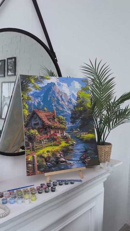 Maľovanie podľa čísel na ráme 40*50 cm krajinka – Pokojný horský život LW 3438