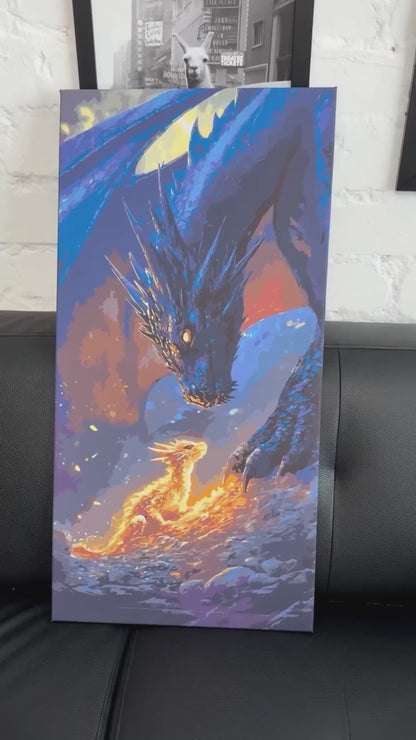 Maľovanie podľa čísel na ráme 40*80 cm Fantasy „Štvrté krídlo“ – Stretnutie s drakom s metalickými farbami LW 5140