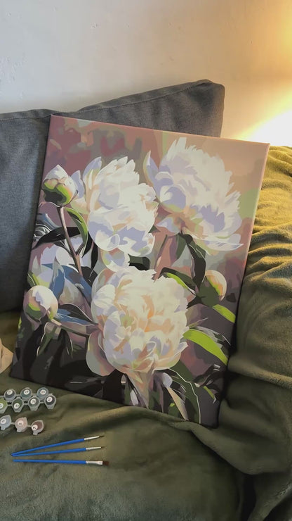 Maľovanie podľa čísel na ráme 40*50 cm – Kvety. Harmónia pivónií LW 3533